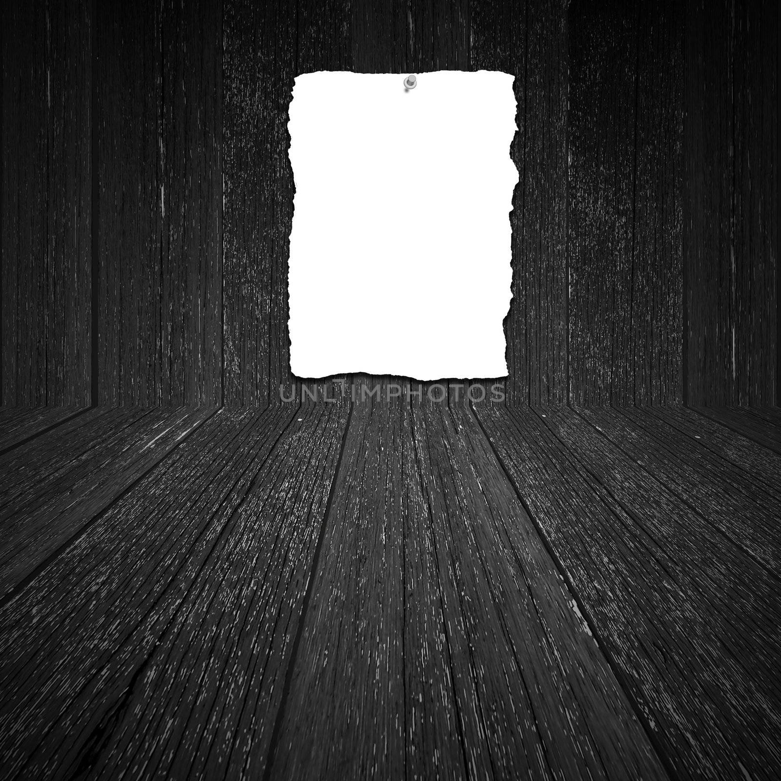 White blank paper on wood background