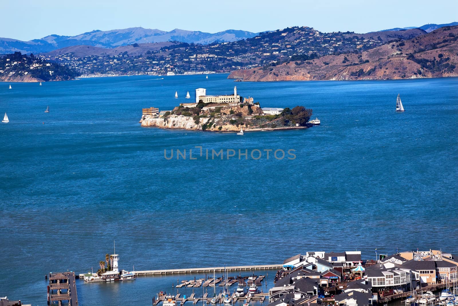 Fisherman's Wharf Alcatraz Island Sail Boats San Francisco Calif by bill_perry