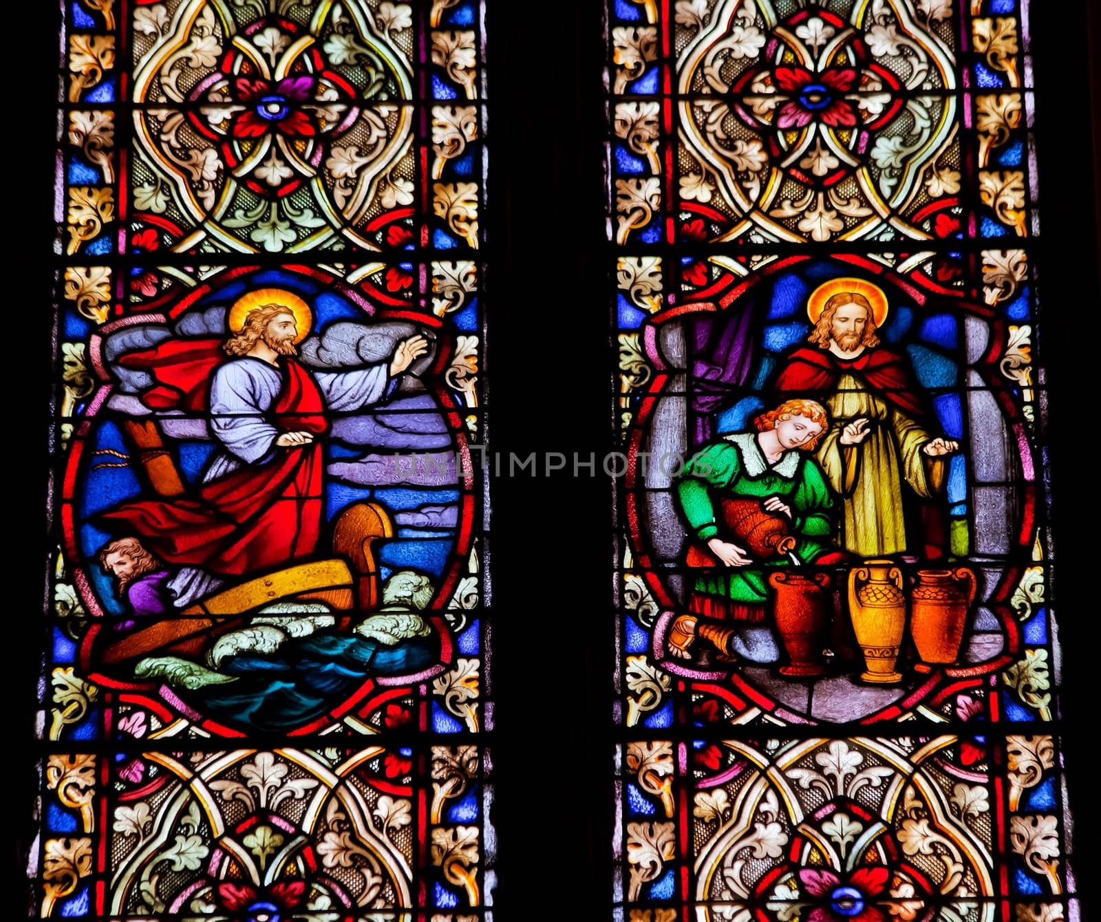 Jesus on Boat Wine Stained Glass National Shrine of Saint Franci by bill_perry