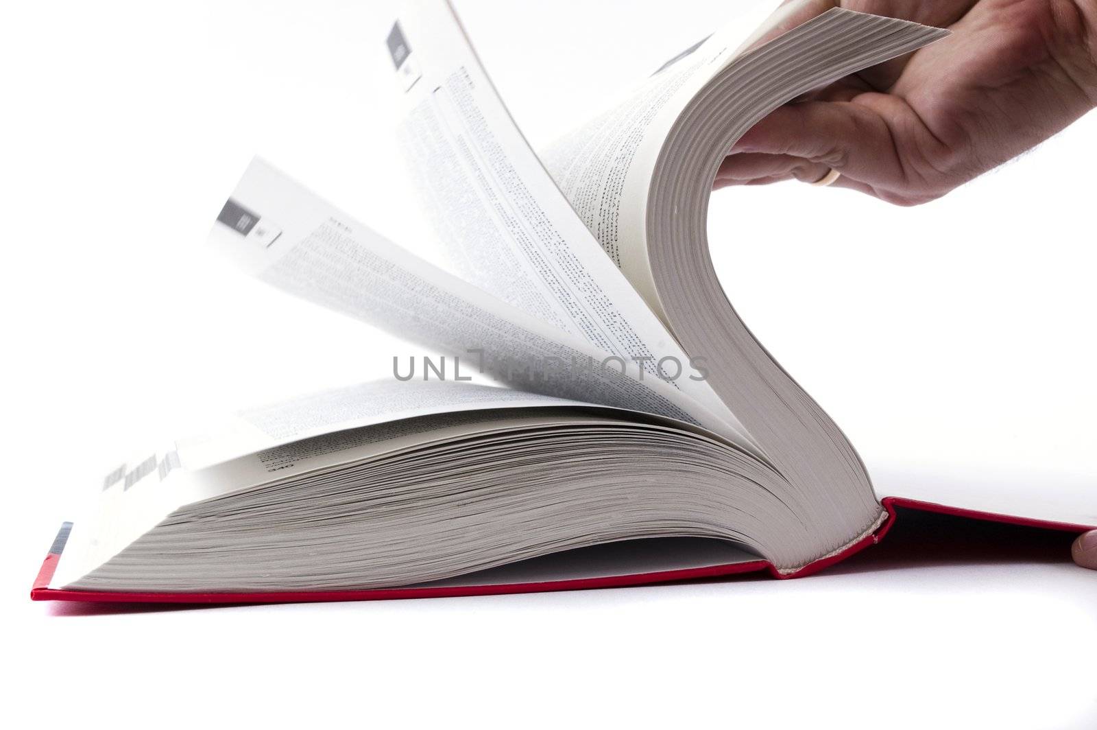 Turning pages of an empty white hardcover book by Triphka