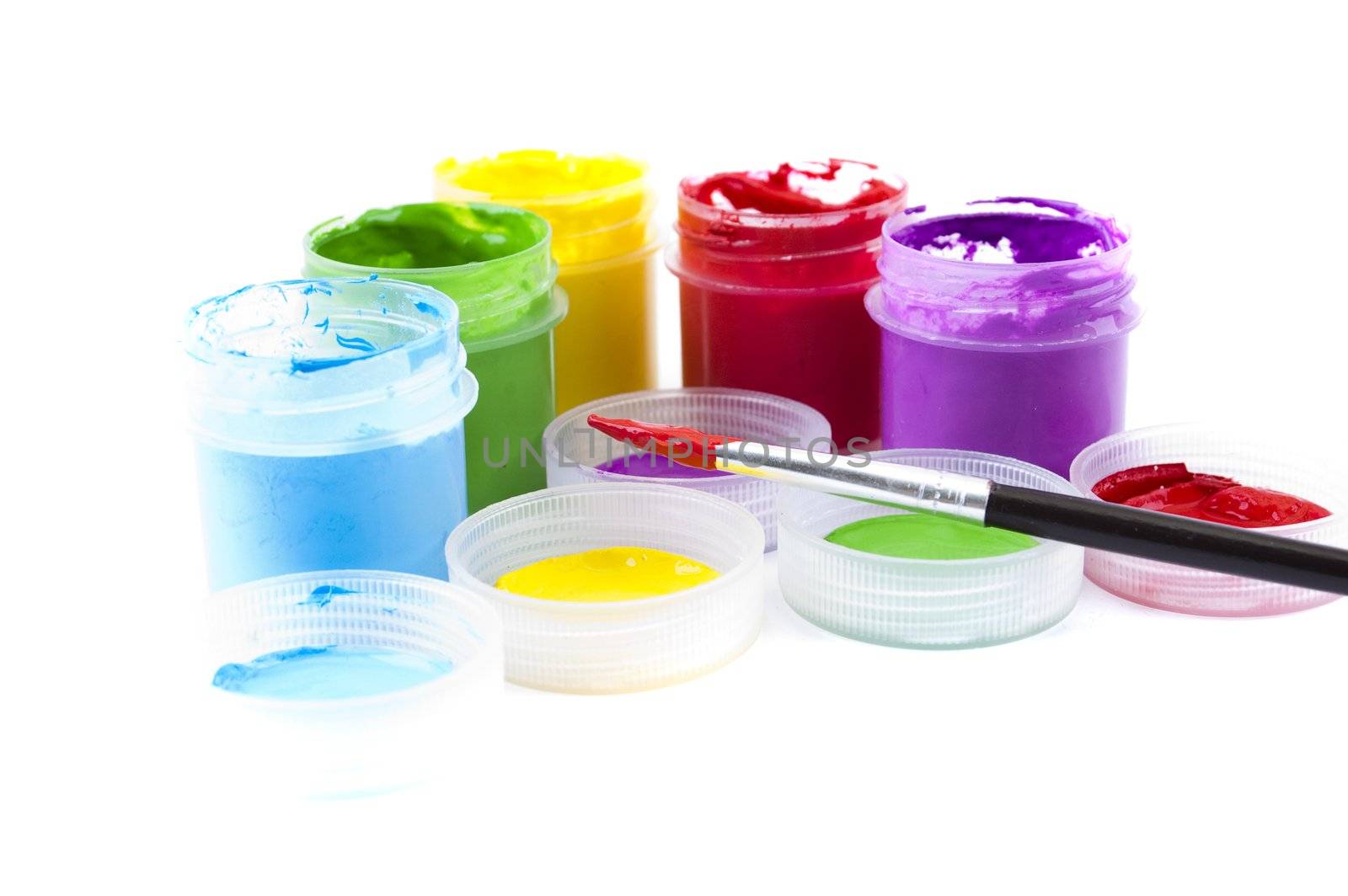 multicolored paint in open banks