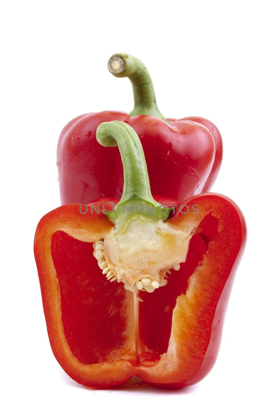 a red pepper and half of the pepper