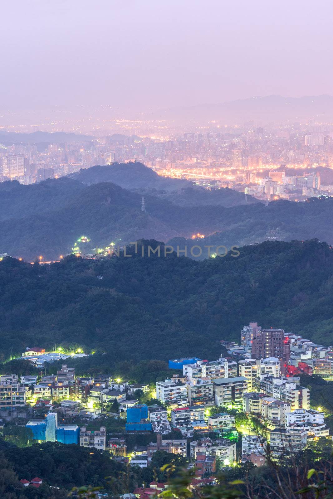 City night scene in Taipei, Taiwan.