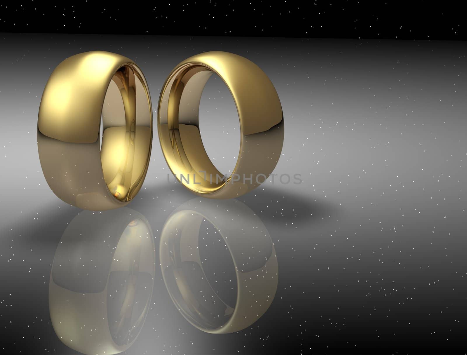 Two wedding ring on a night sky background