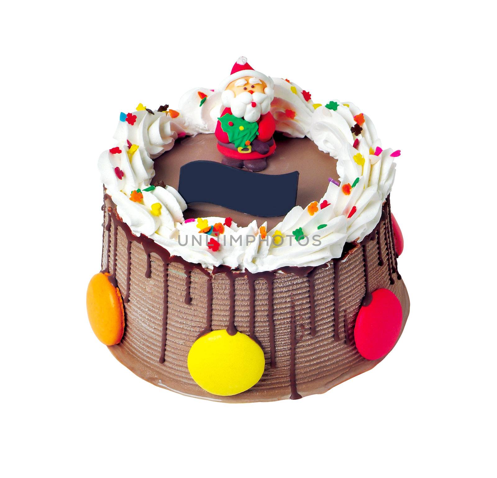 cake, Snowmen Christmas ice cream cake on background