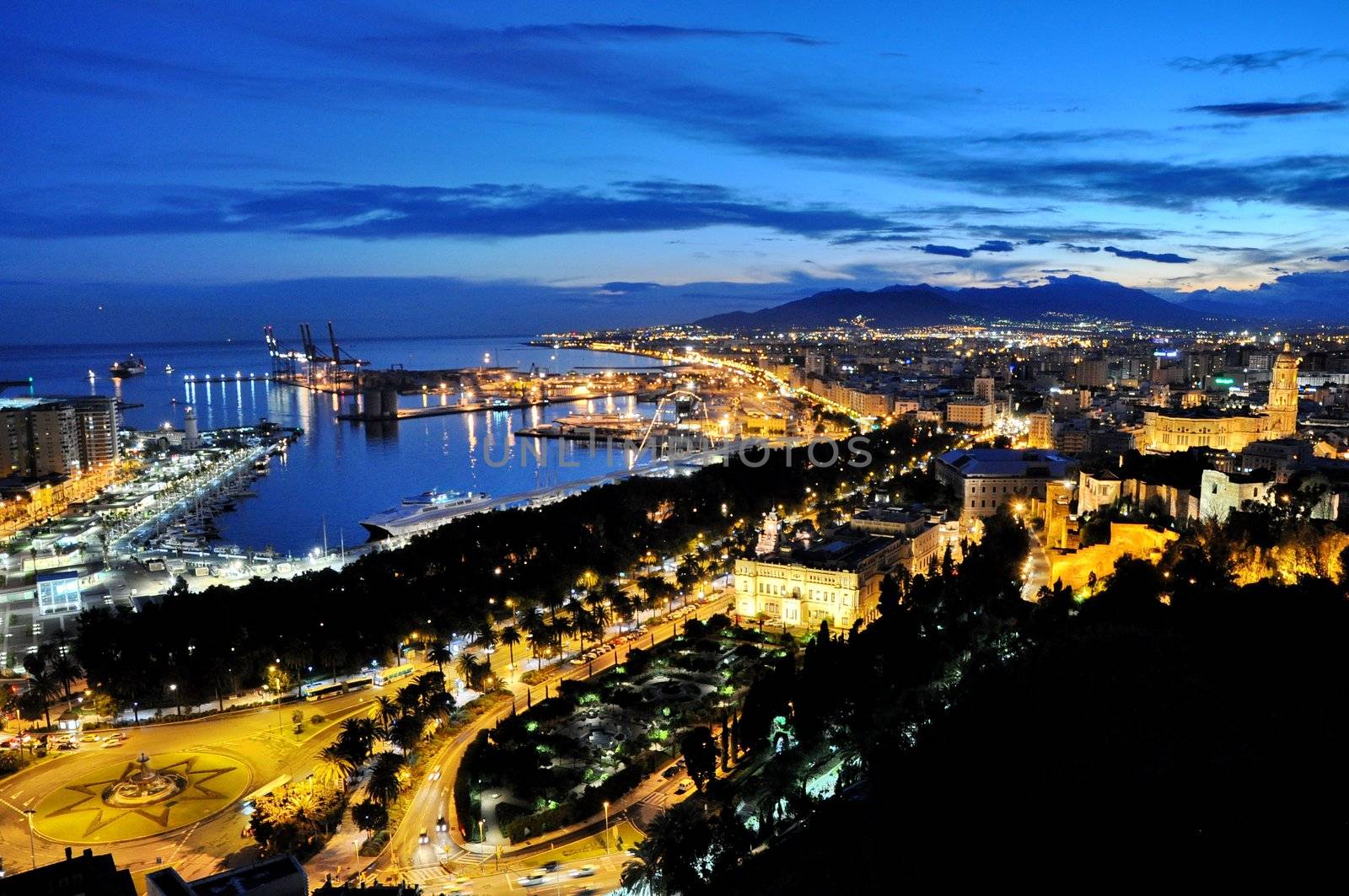 City of Malga, Spain by night