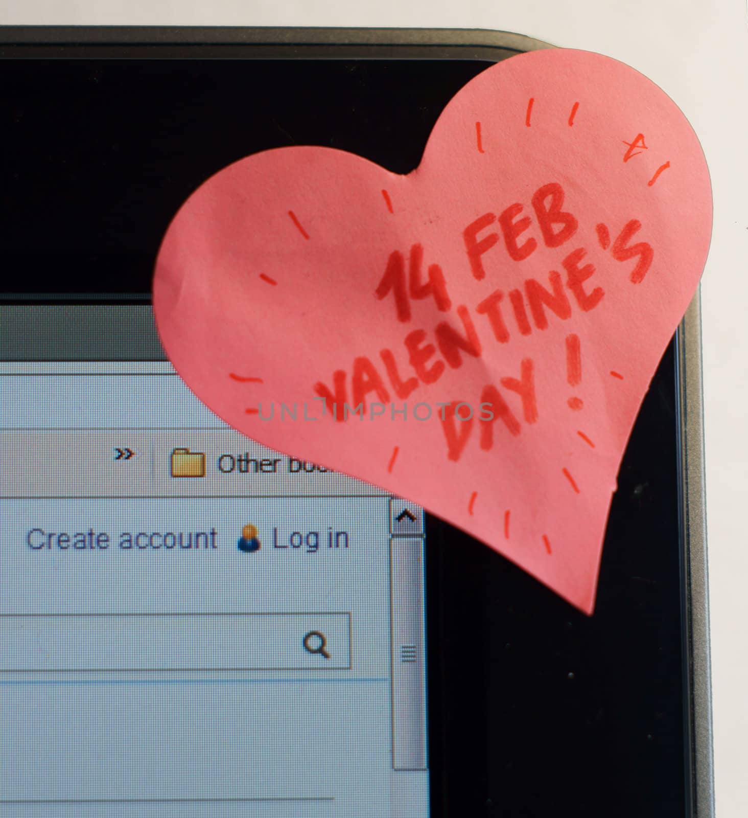 Love note sticker on a PC screen by Artistan