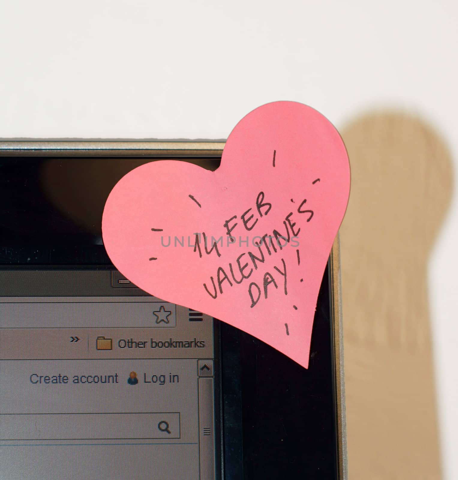 Love note sticker on a PC screen by Artistan