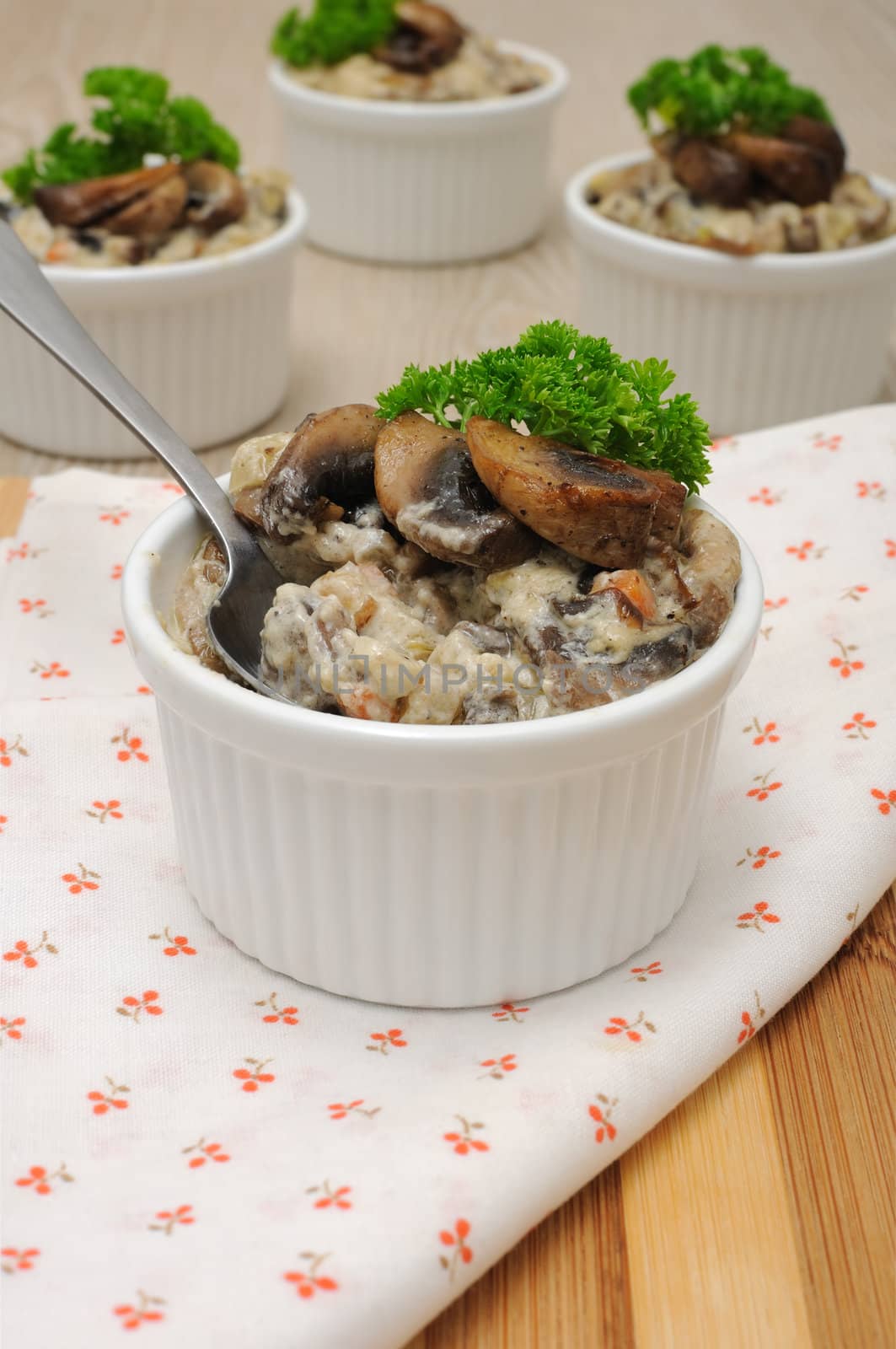 Mushrooms baked in a creamy sauce