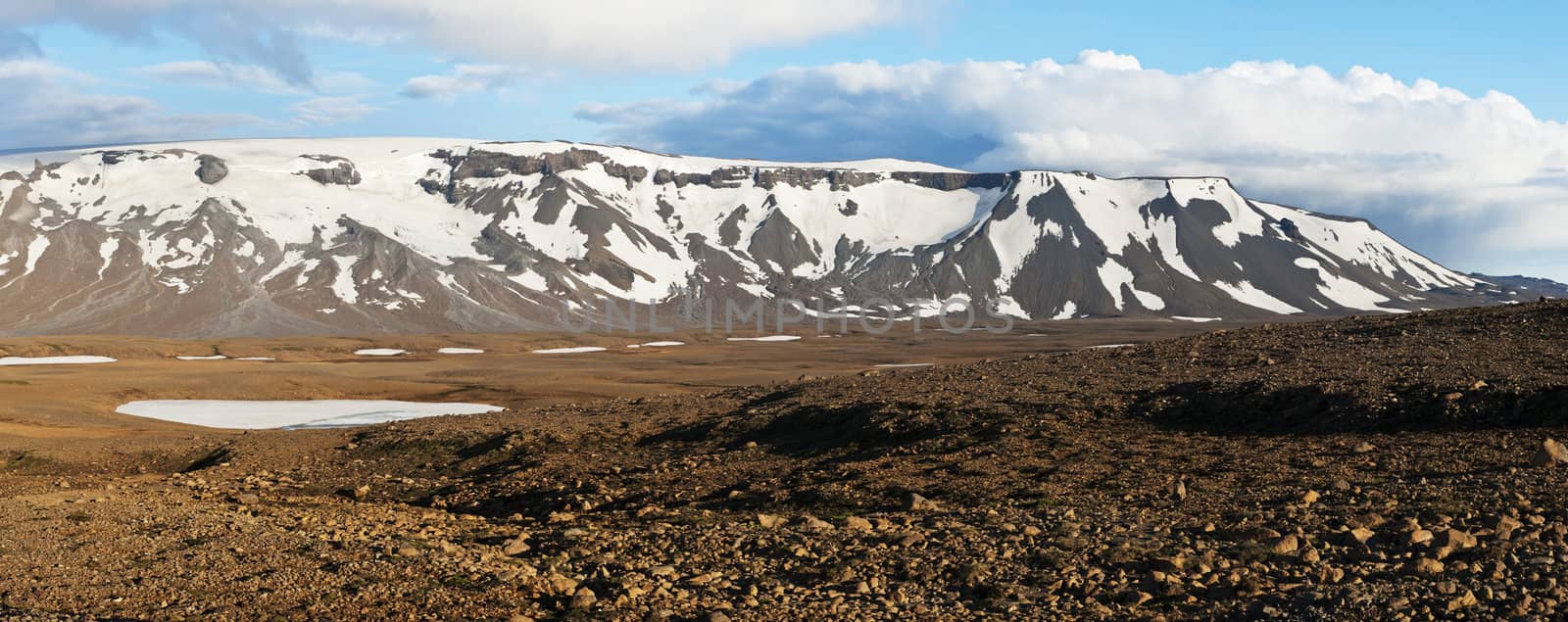 Mountains covered by icy glaciers on Iceland