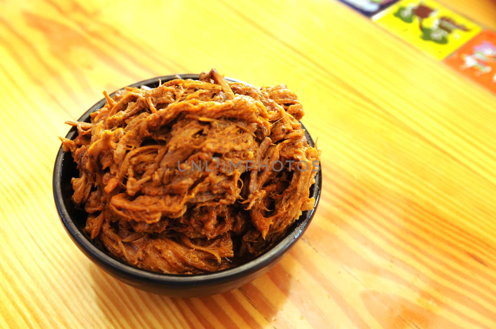 shredded beef in side dish bowl