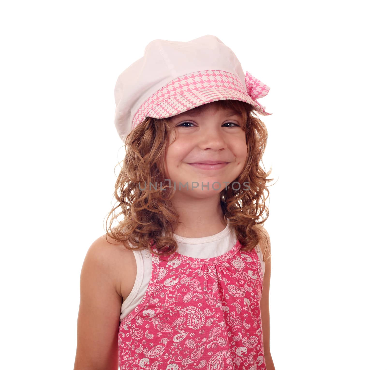 happy little girl with hat portrait