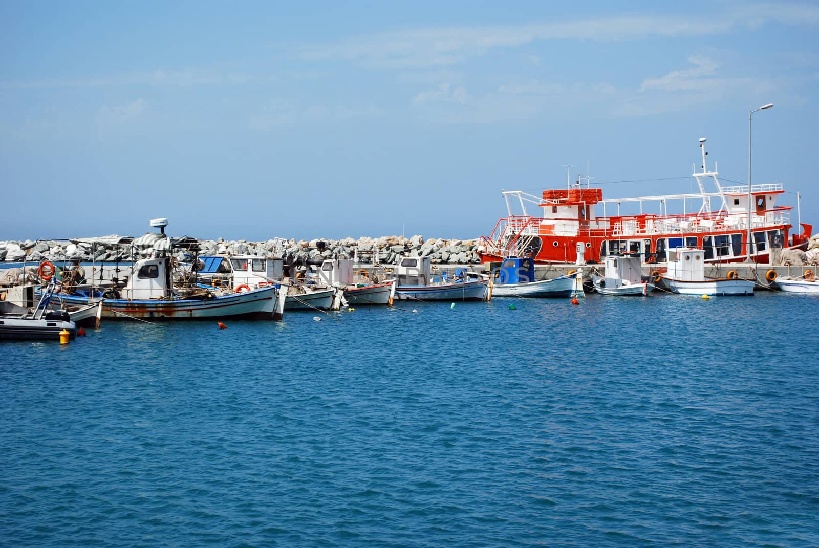 harbor with fishing boats greece