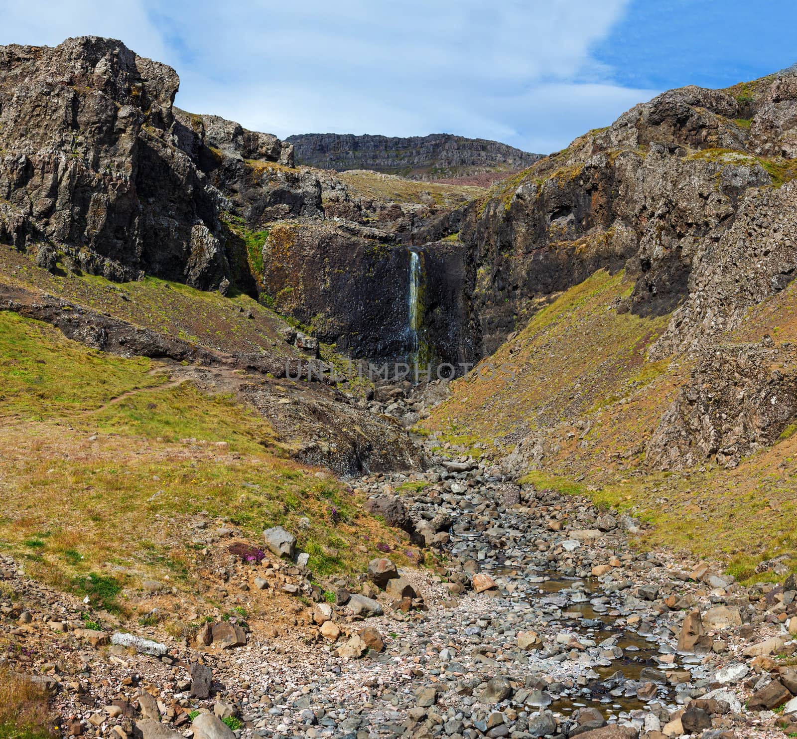Waterfall in Iceland, landscape with beautiful nature.