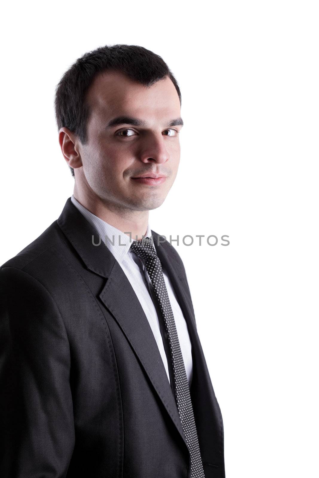 portrait of a yound businessman isolated on white background