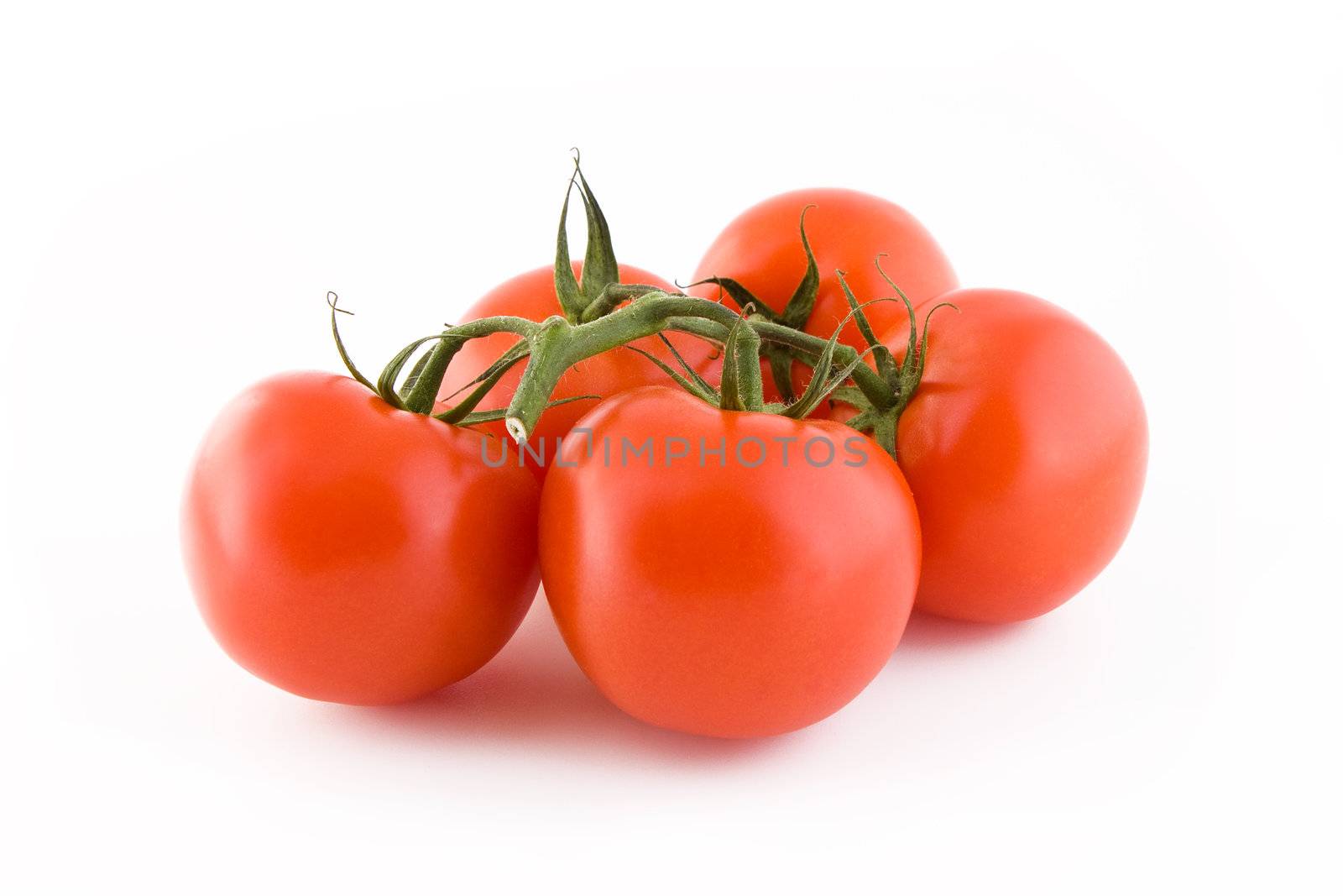 Bunch of fresh tomatoes isolated on white background, vegetables