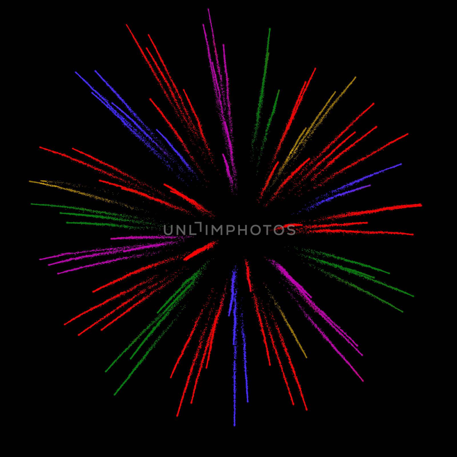 photo of a fireworks, with additional colors added in post-editing