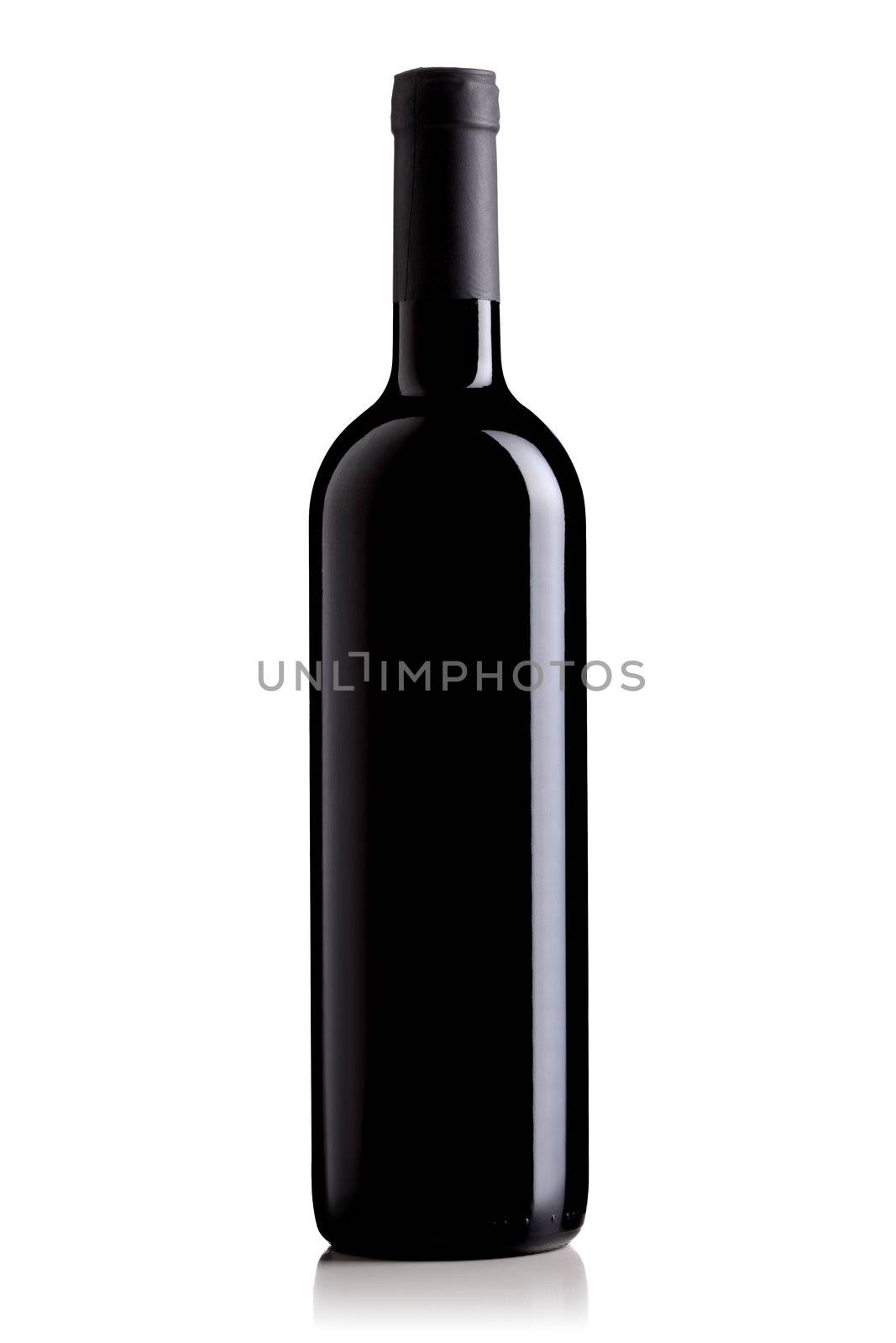 isolated red wine bottle on white background