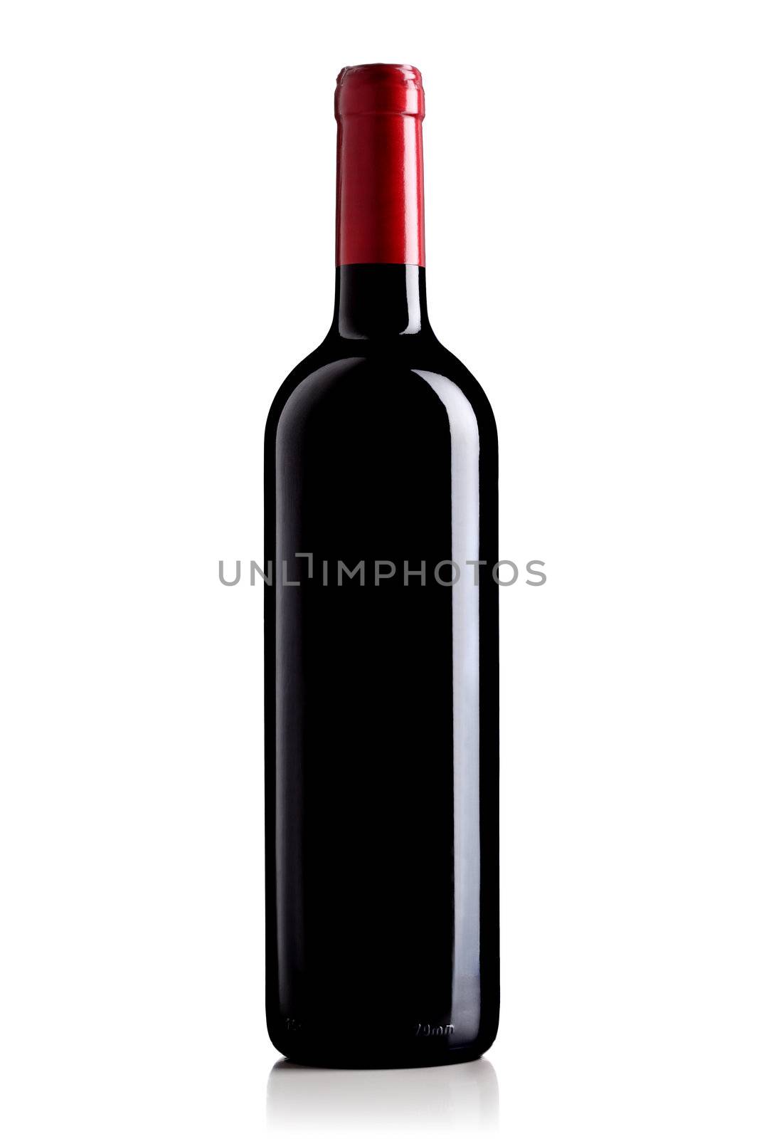 wine bottle with red label by kokimk