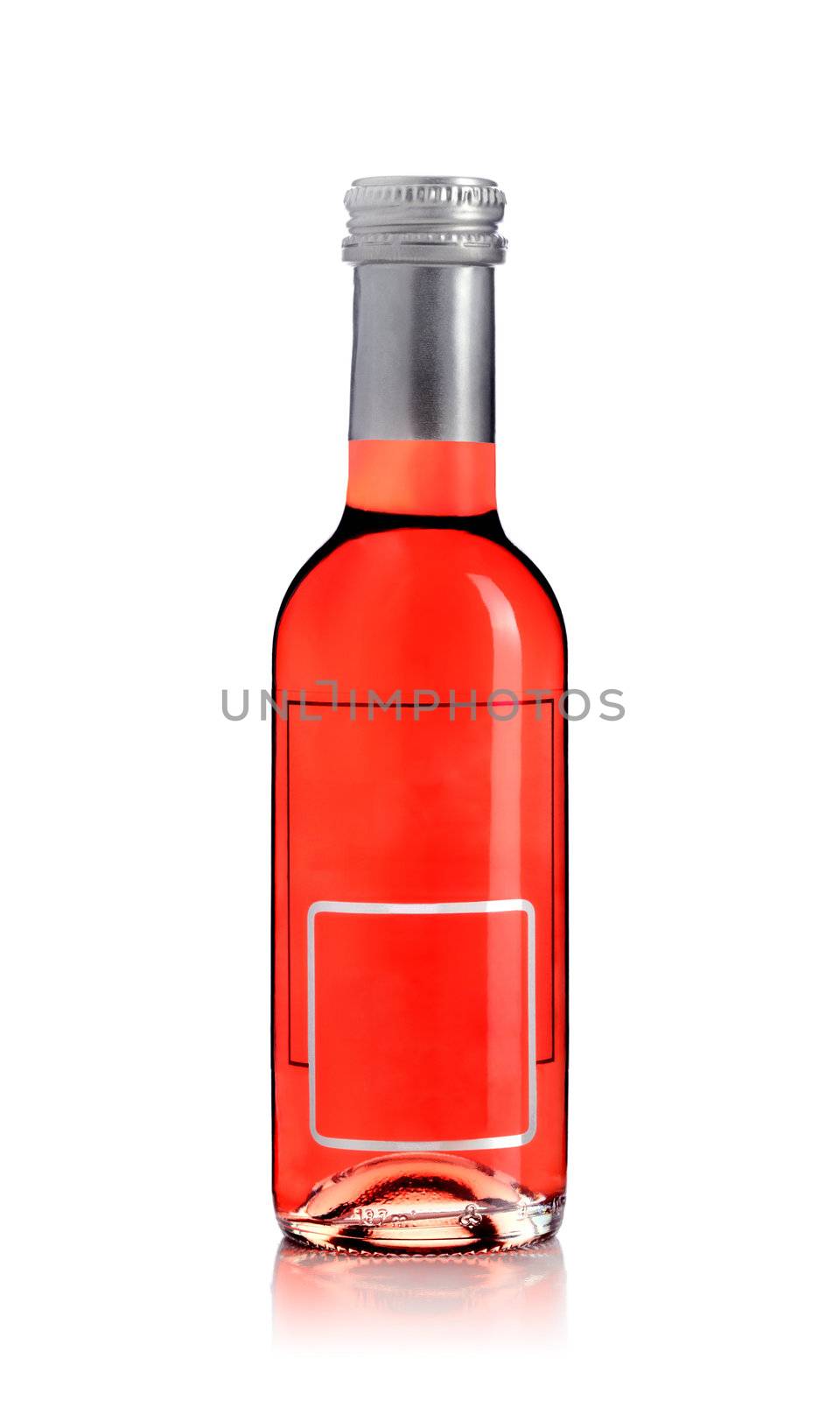 red wine bottle with empty label, isolated on white