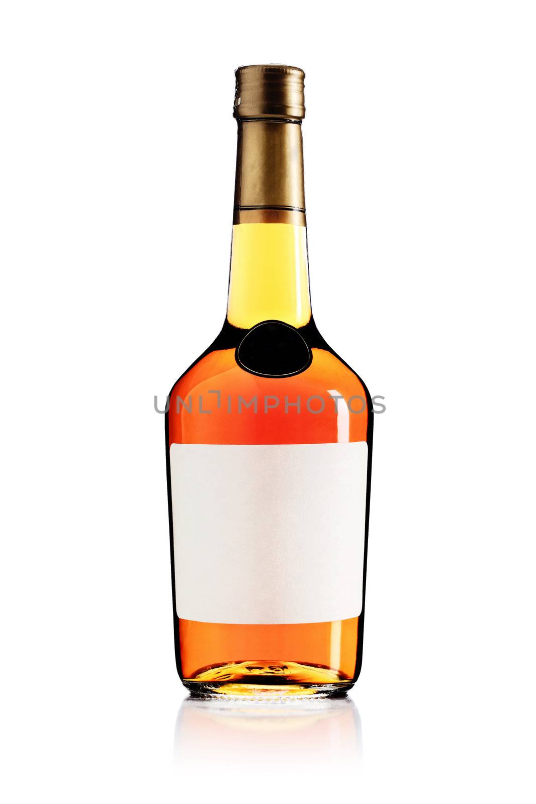 isolated wine brandy bottle on white background