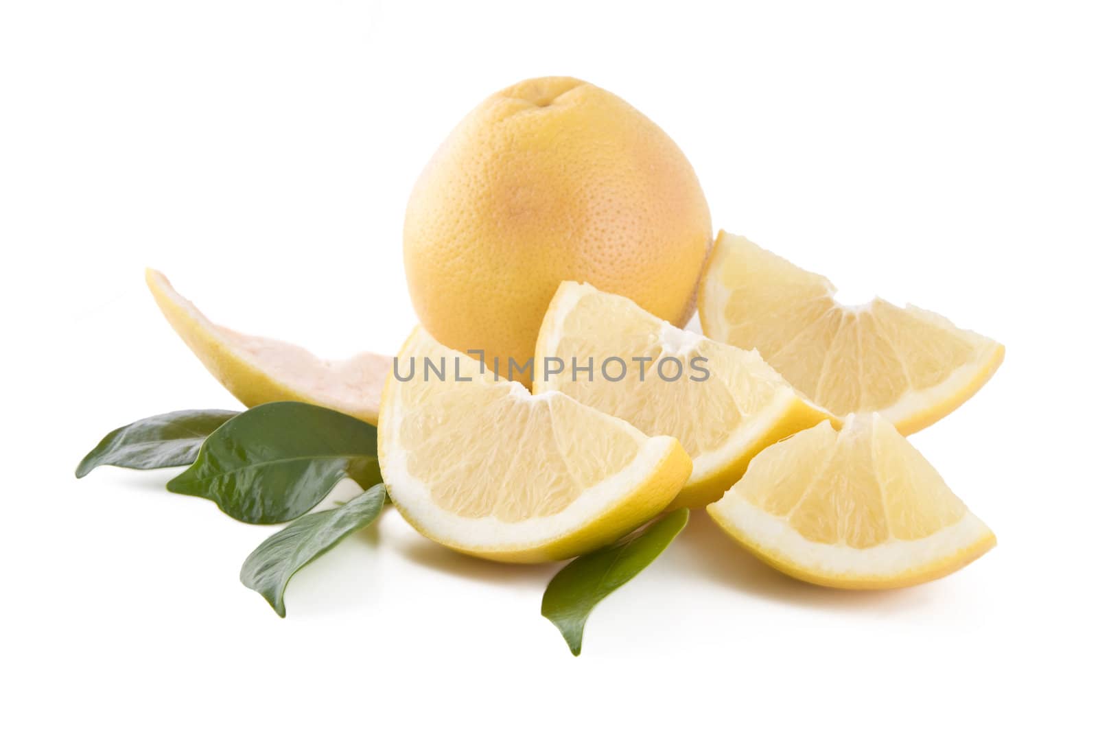 White grapefruits isolated on white background, fresh fruits