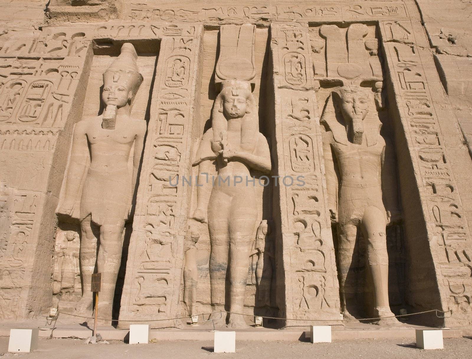 Stone statues in the temple of the Egyptian Pharaoh
