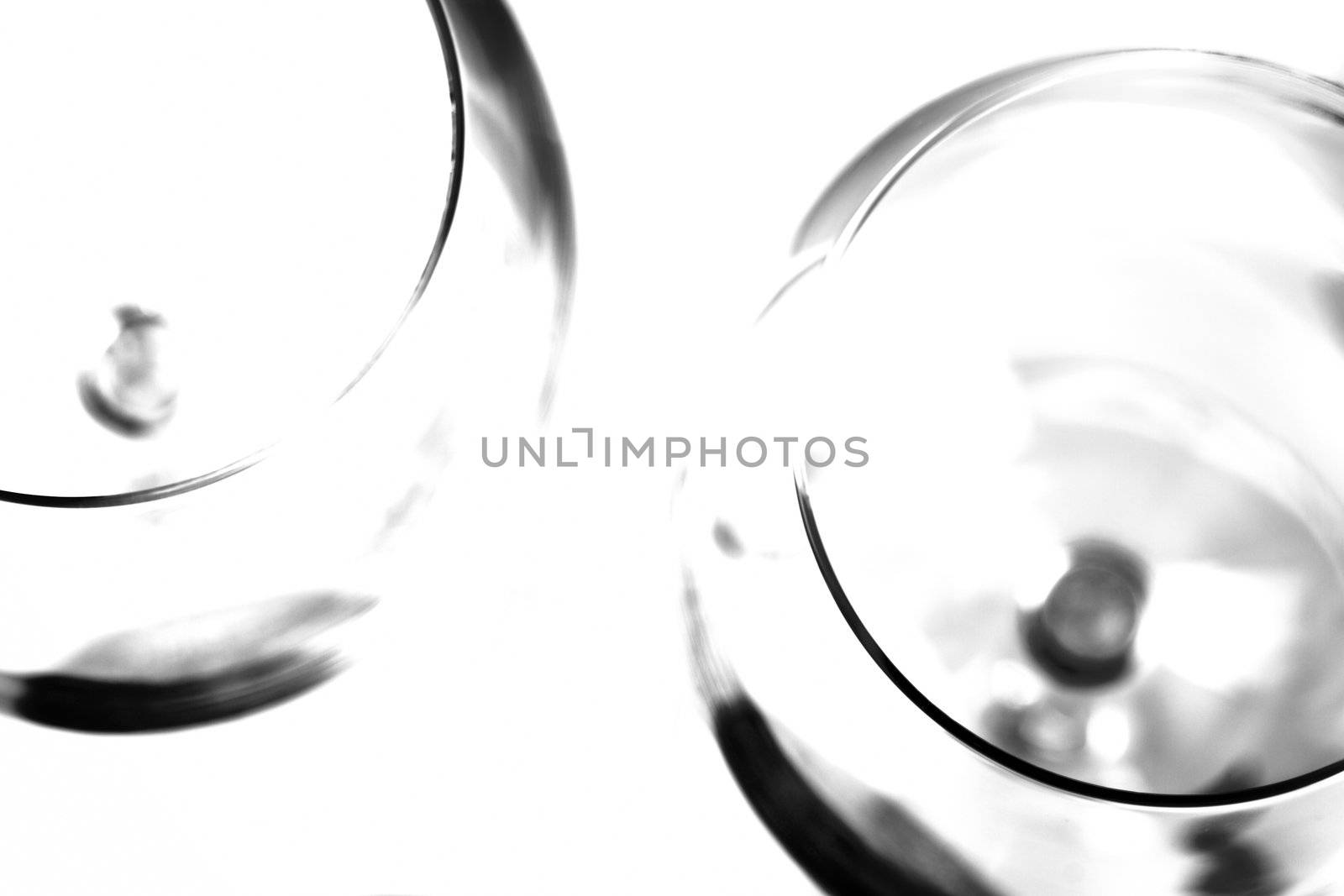 abstract wine glasses, high contrast black and white