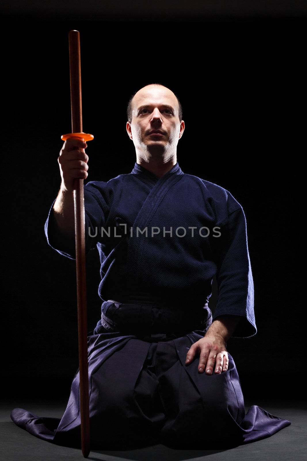 portrait of a Kendo fighter with Bokken