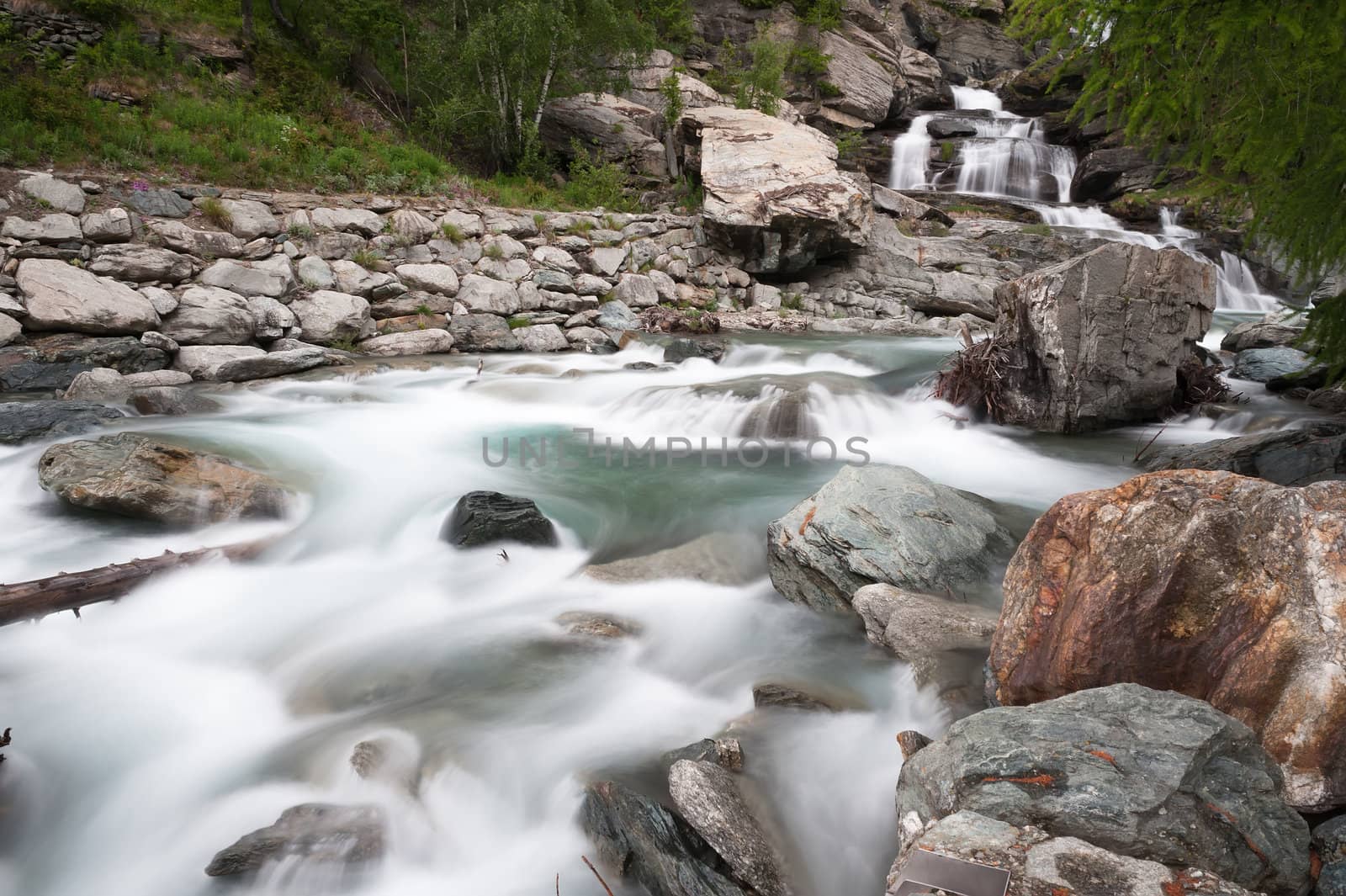 Waterfall Lillaz in Gran Paradiso National Park, Italy
