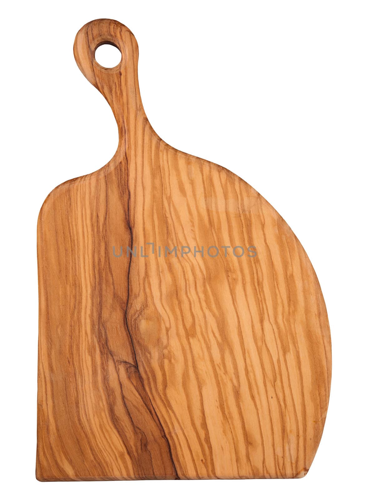 Kitchen board of olive wood on white background