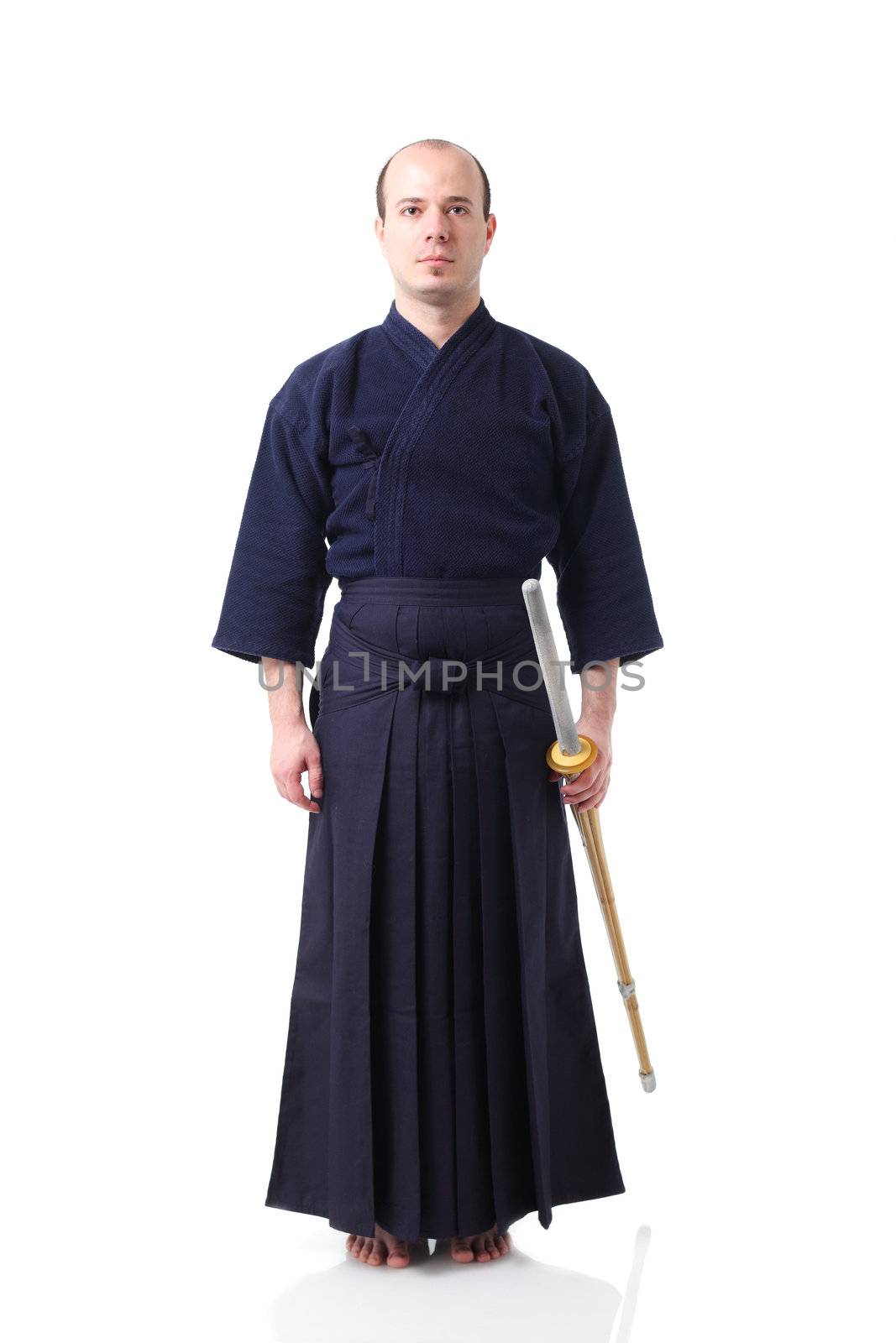 portrait of a kendo fighter with Shinai