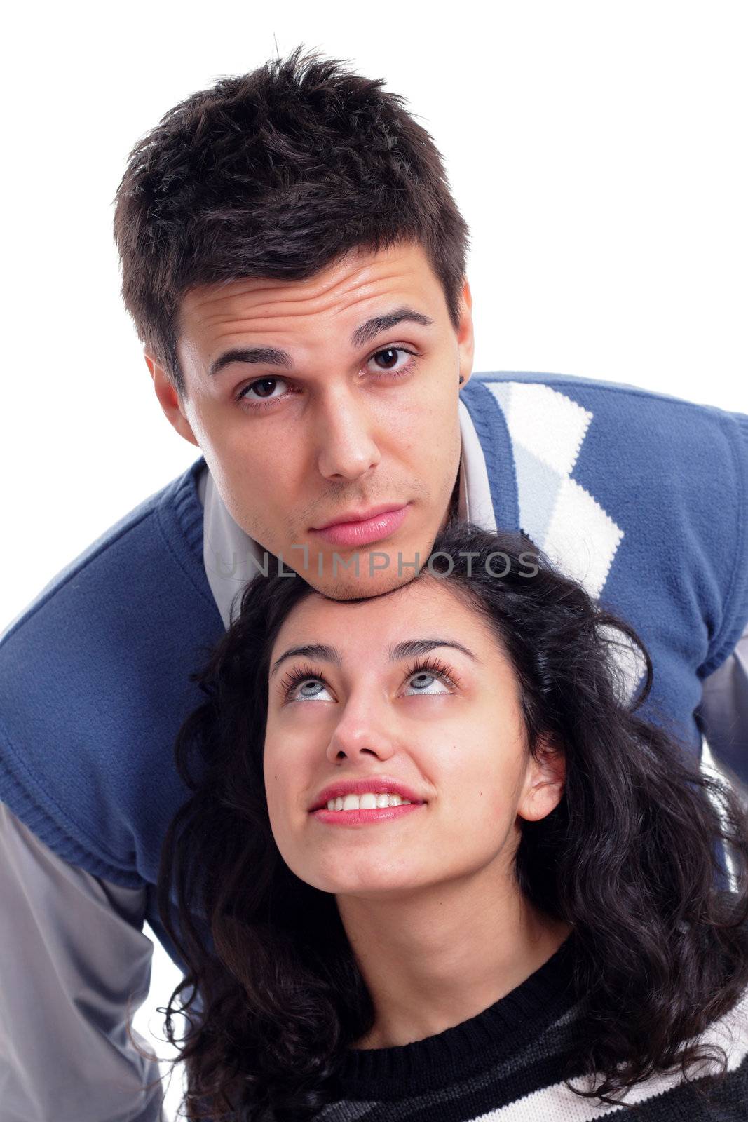 portrait of a young couple isolated on white