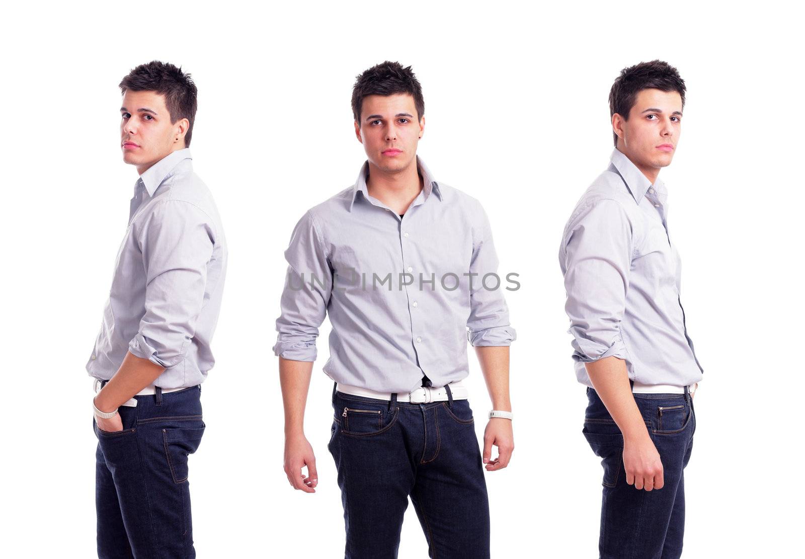 composition of young businessman isolated on white background