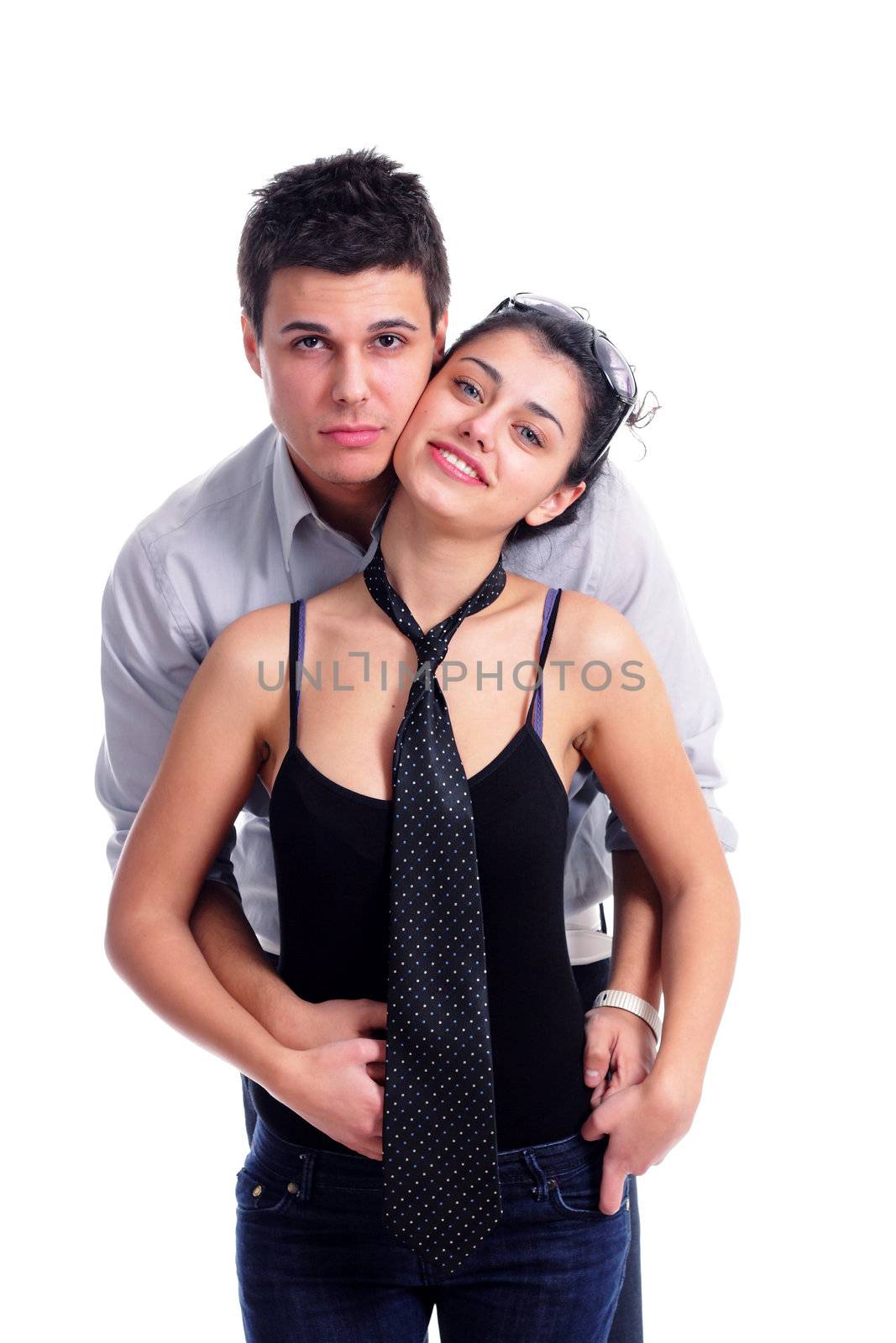 young sexy couple isolated on white background