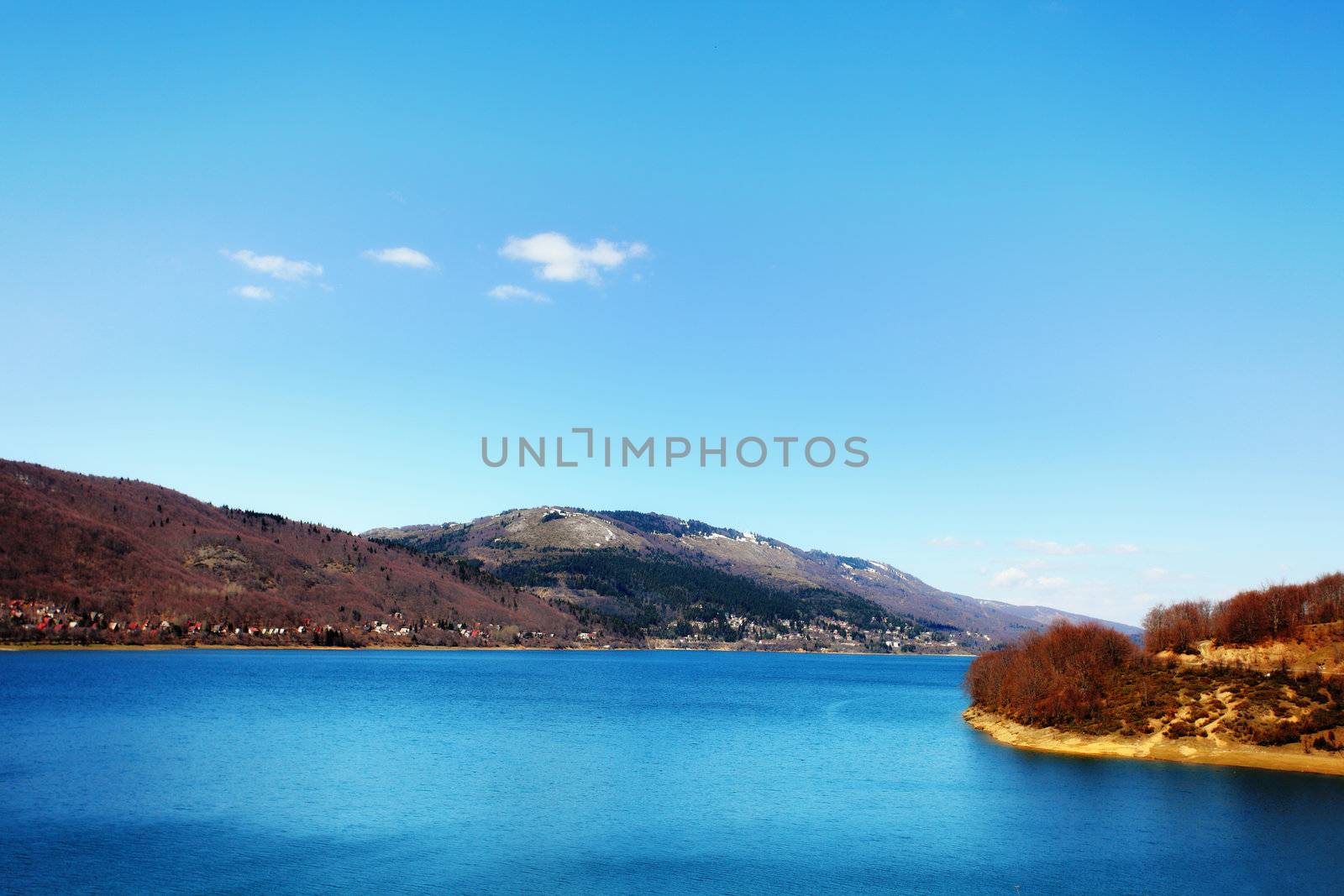view of the Mavrovo lake in Macedonia