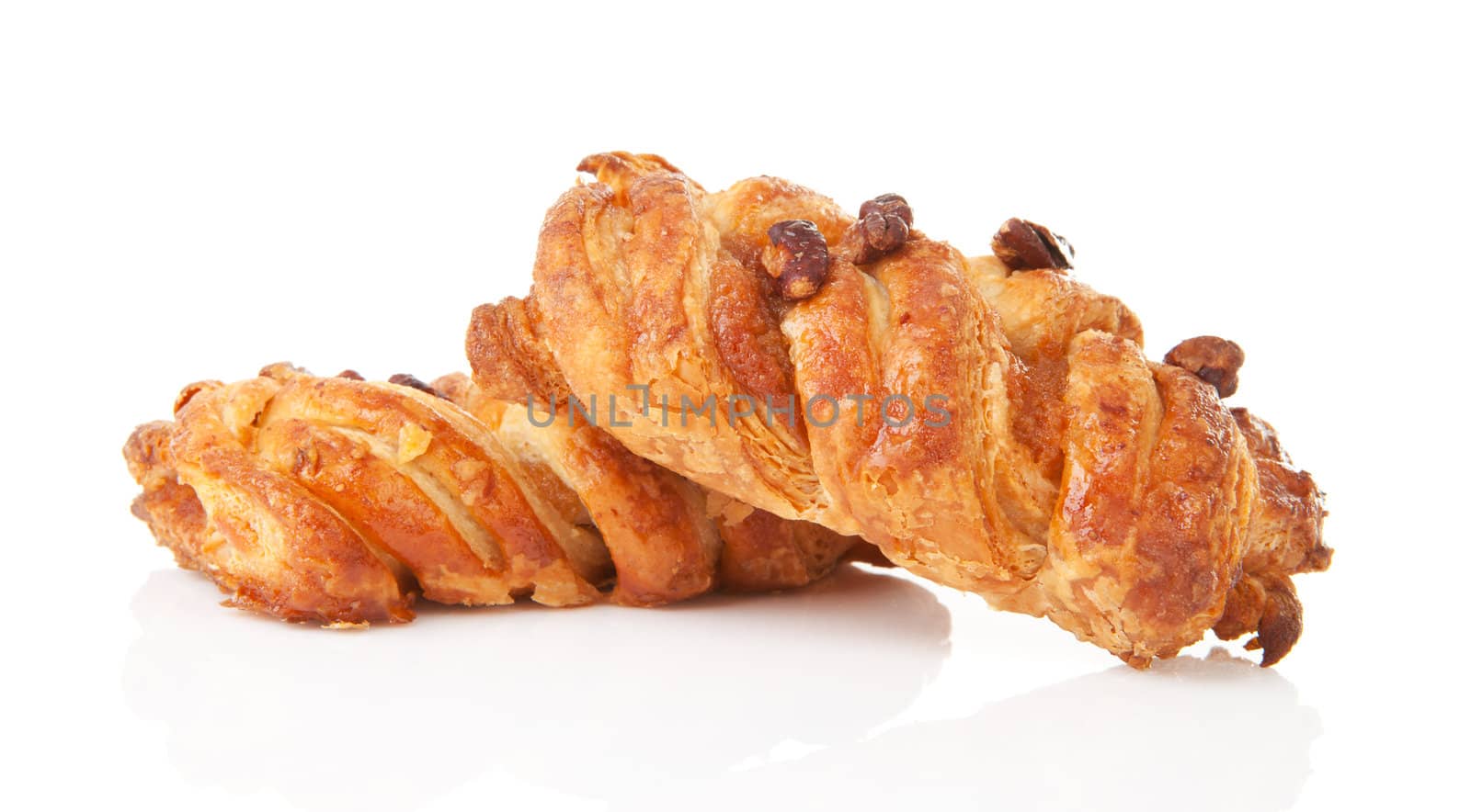 Two delicious luxury buns over white background