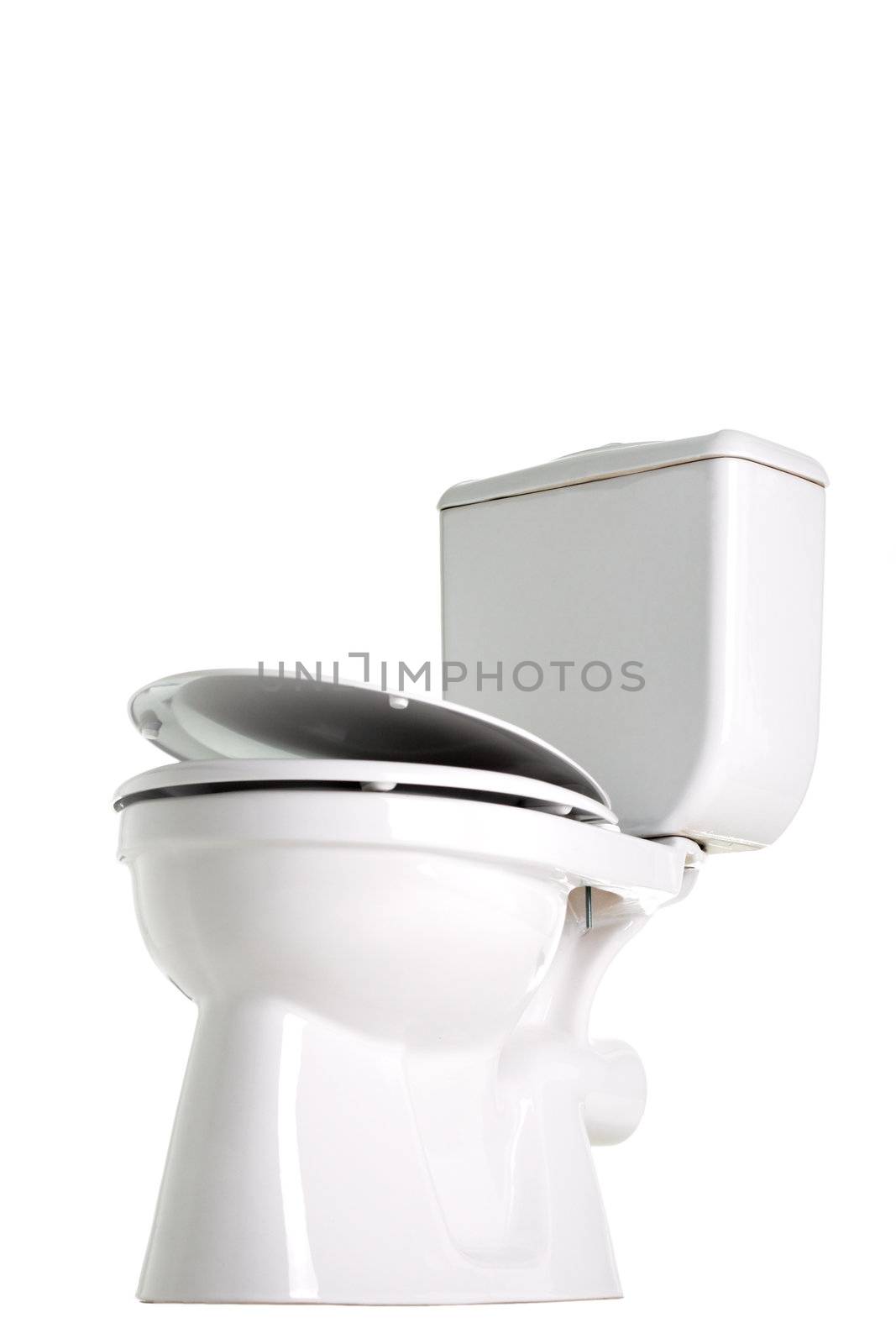 closed toilet, side view, isolated on white