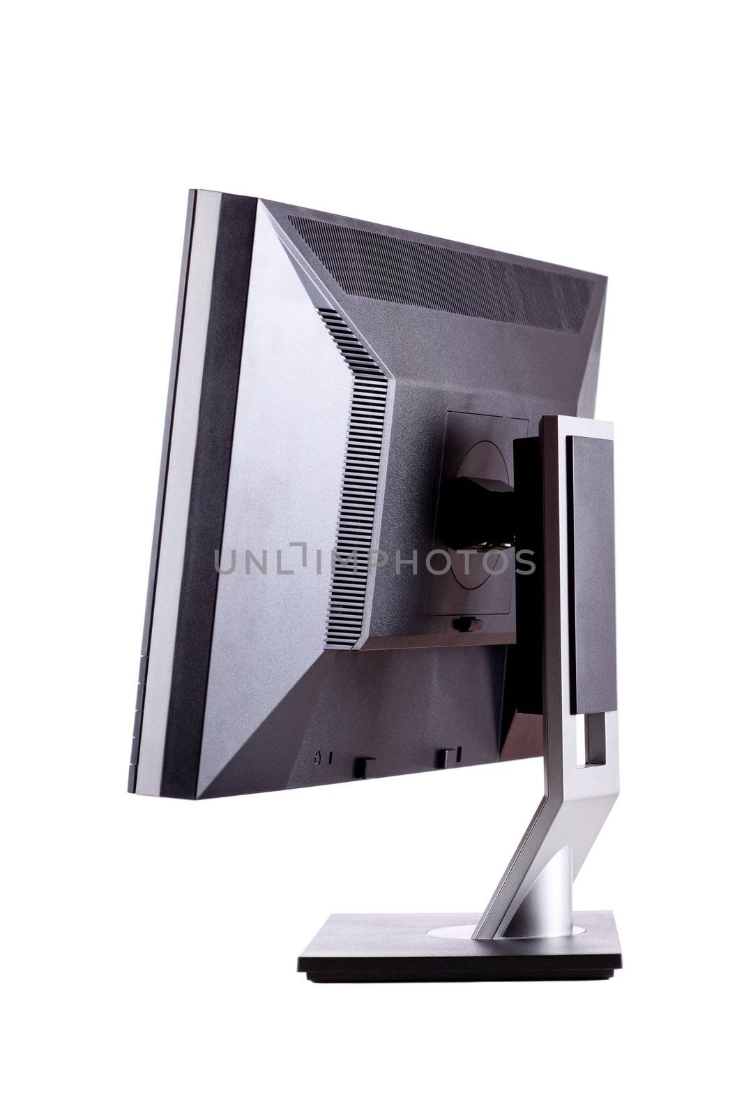 professional ips panel lcd monitor, back side, isolated on white