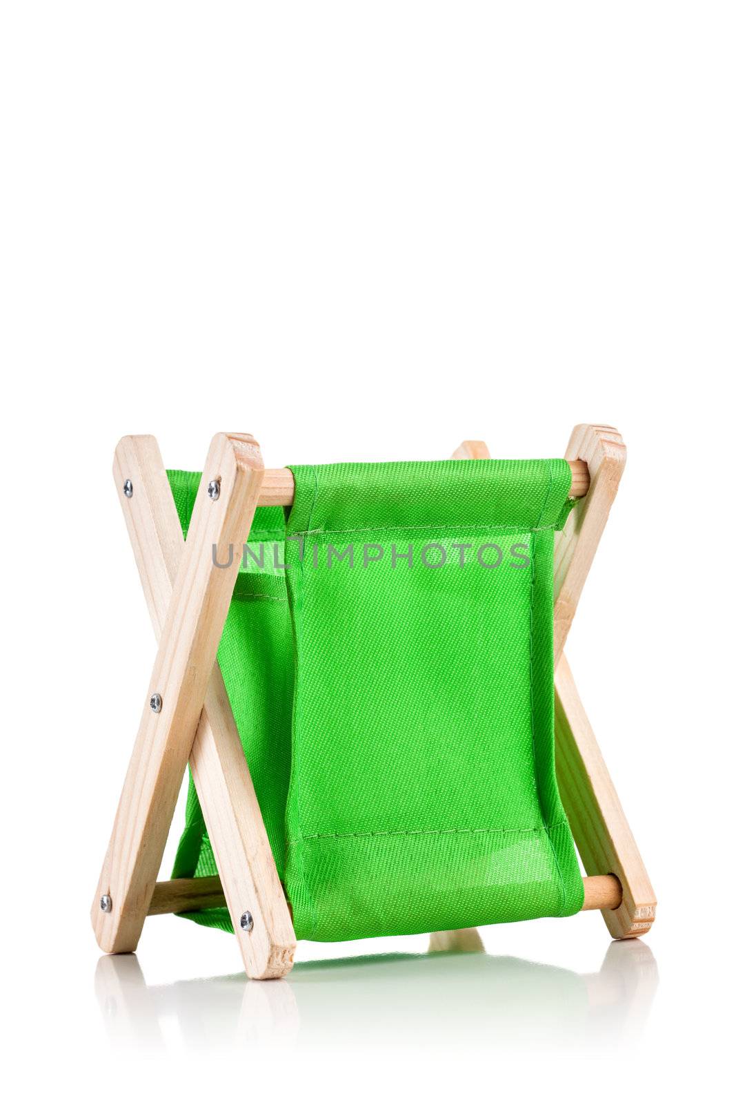 green textile holder for office supplies