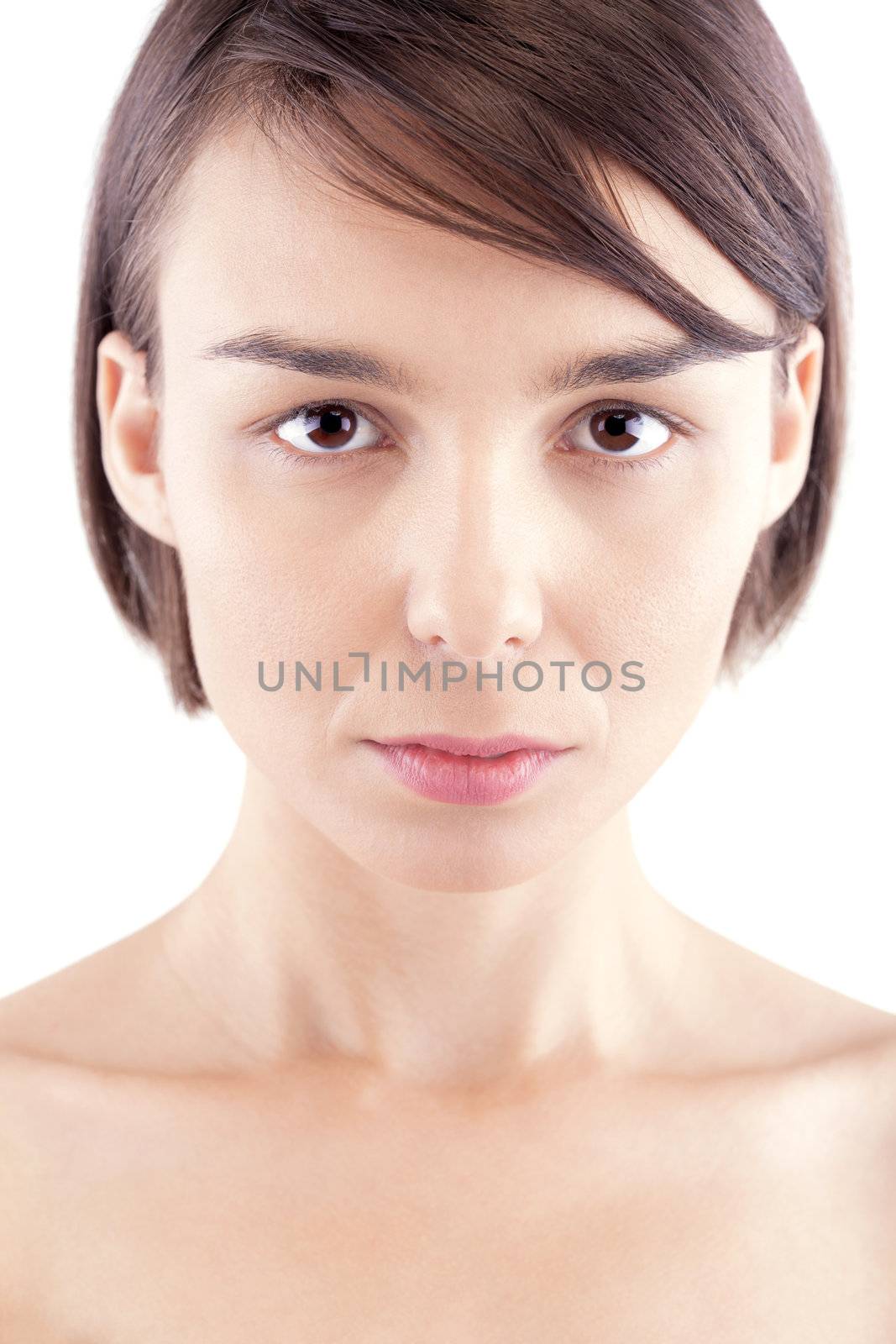 female beauty facial portrait of a Caucasian model
