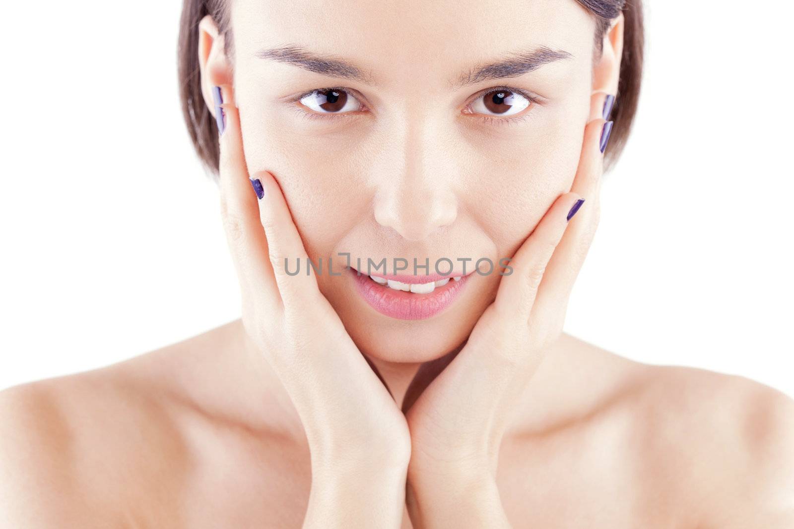 female beauty facial portrait of a Caucasian model