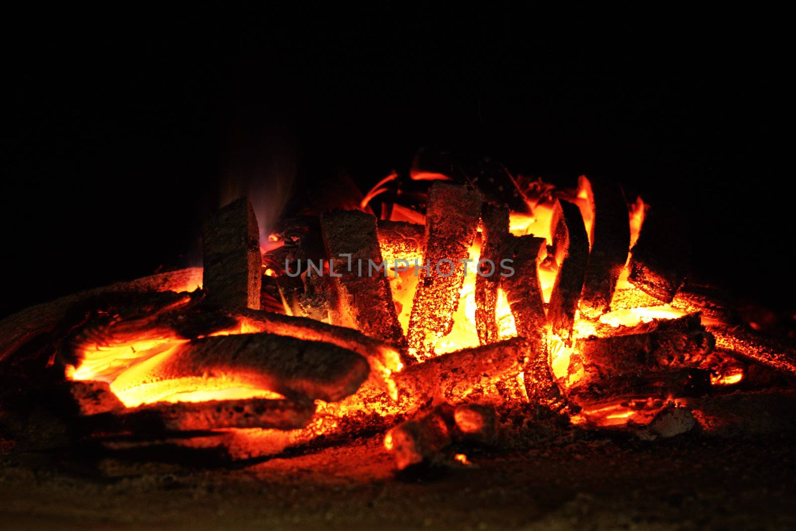 hot embers in a chimney