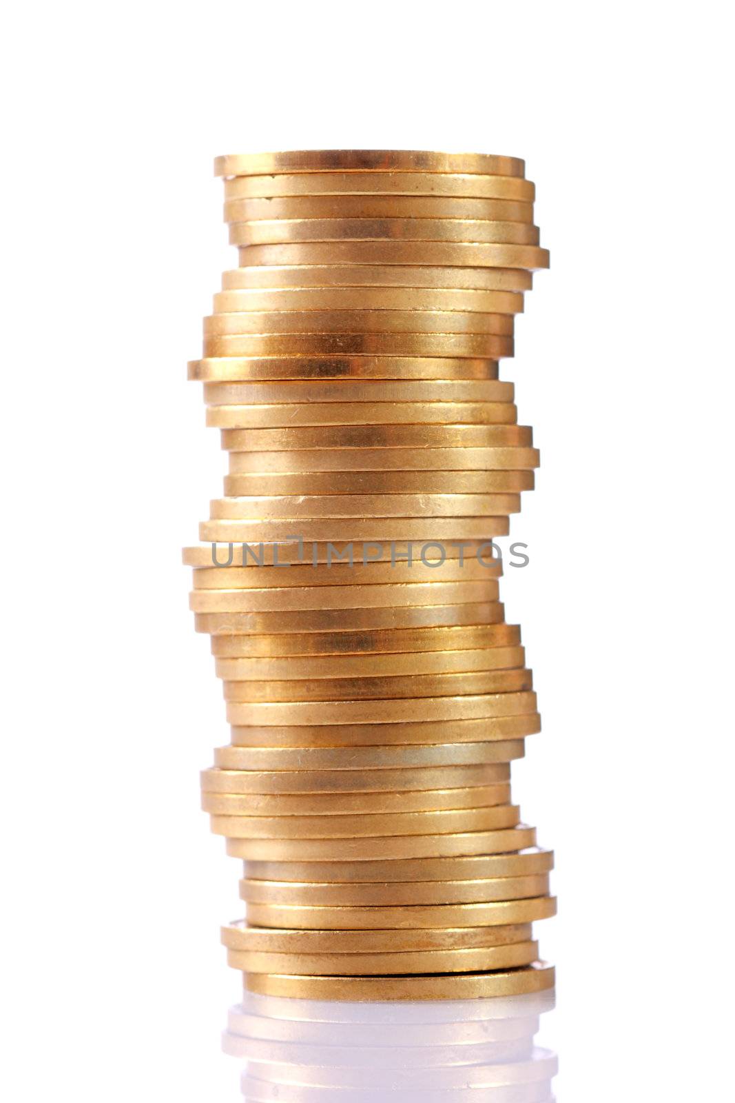 stack of coins isolated on white background
