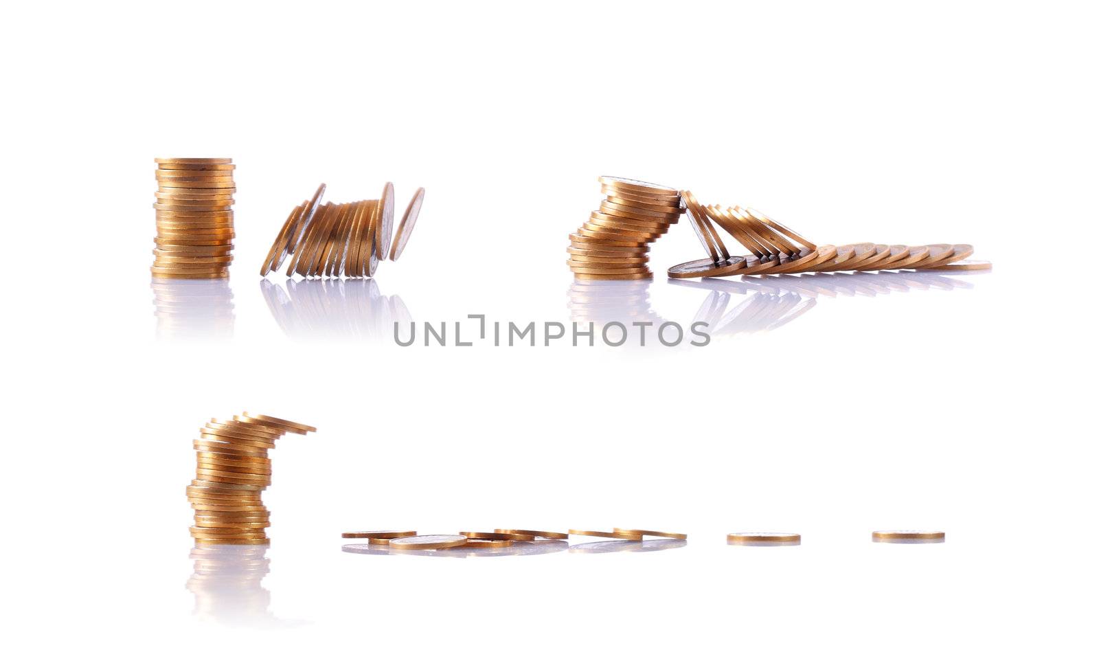 stack of coins isolated on white background