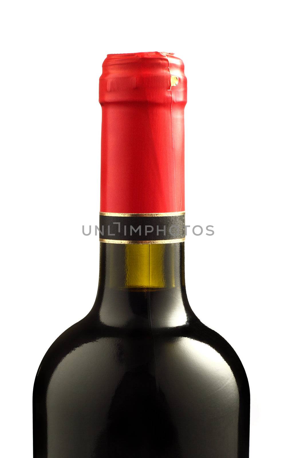 isolated red wine bottle on white background