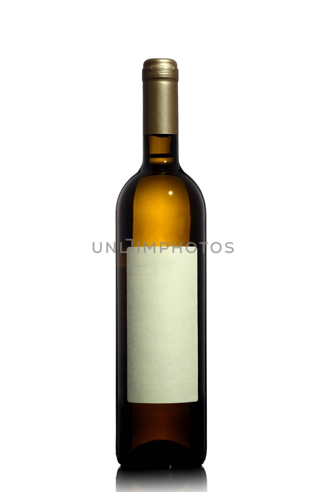 white wine bottle with empty label by kokimk
