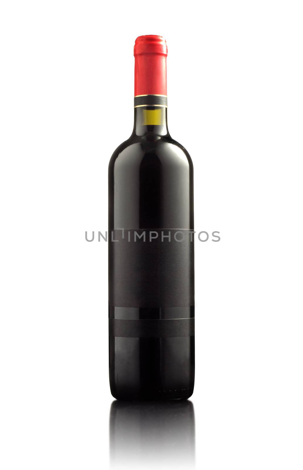 red wine bottle, with empty label by kokimk