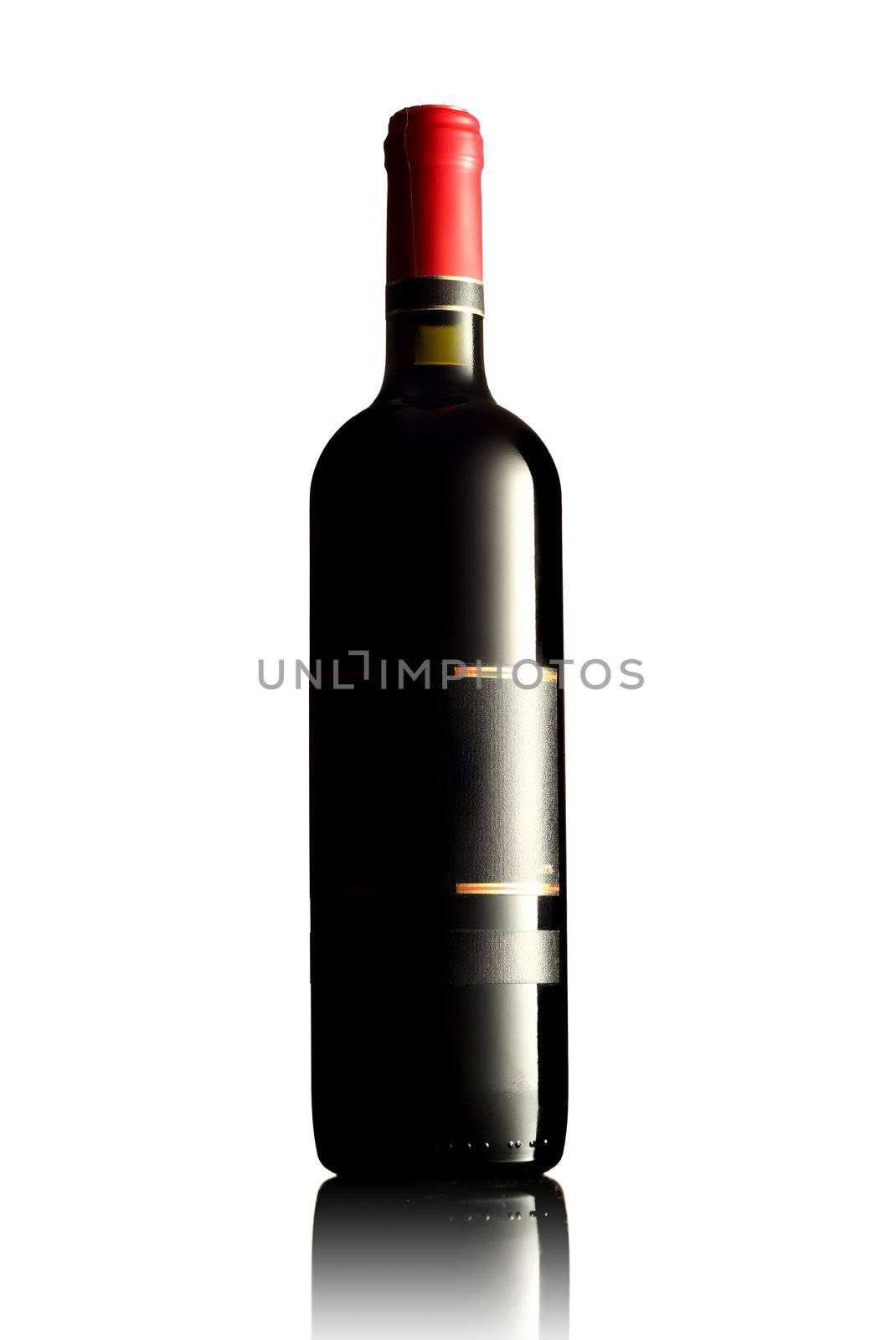 red wine bottle with empty label by kokimk