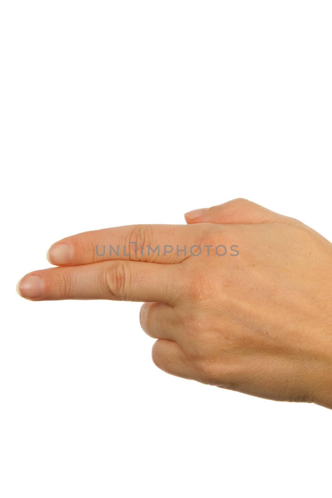 Finger spelling (hand alphabets) : Hand is spelling letter H over white background